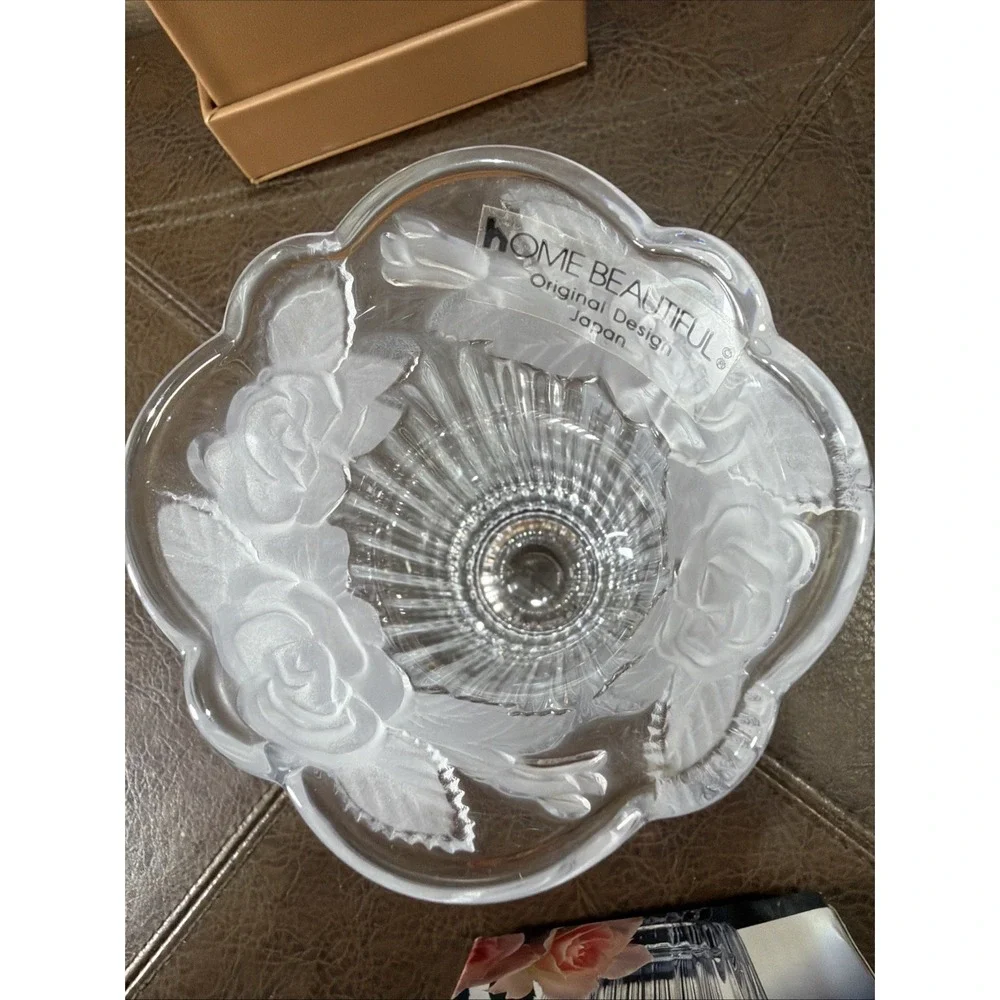 Home Beautiful Crystal Mini Vase Rose Pearls WY401/613 Japan NIB Vintage Box MCM